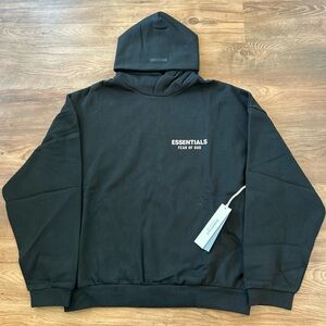 New Authentic Fear of God Essentials Fleece Hoodie FW24 Black Size Small